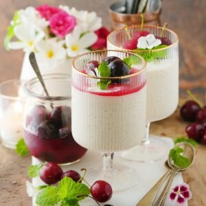 German Rice Pudding (Milchreis) with Cherry Compote