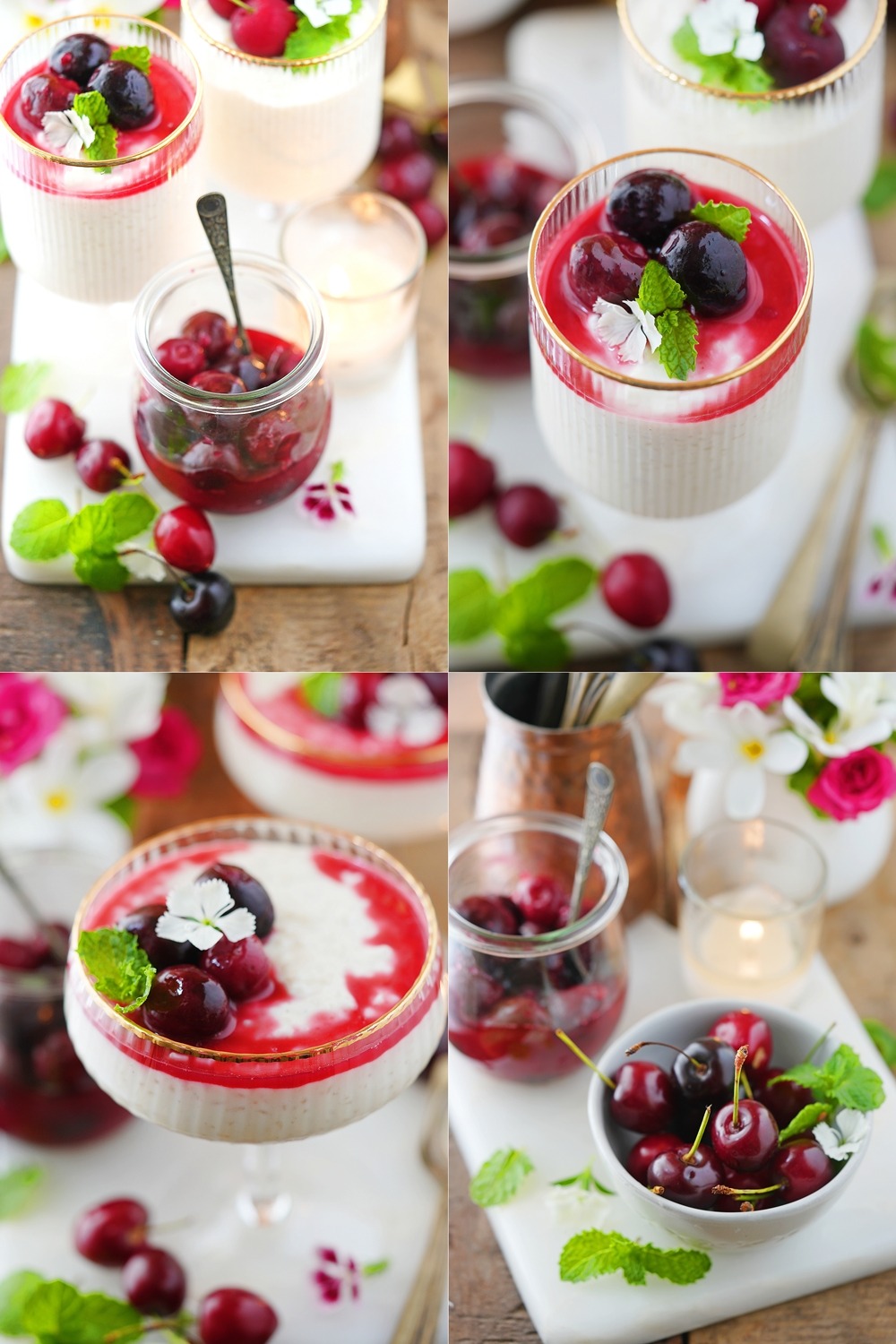 German Rice Pudding | Milchreis with fresh cherry compote
