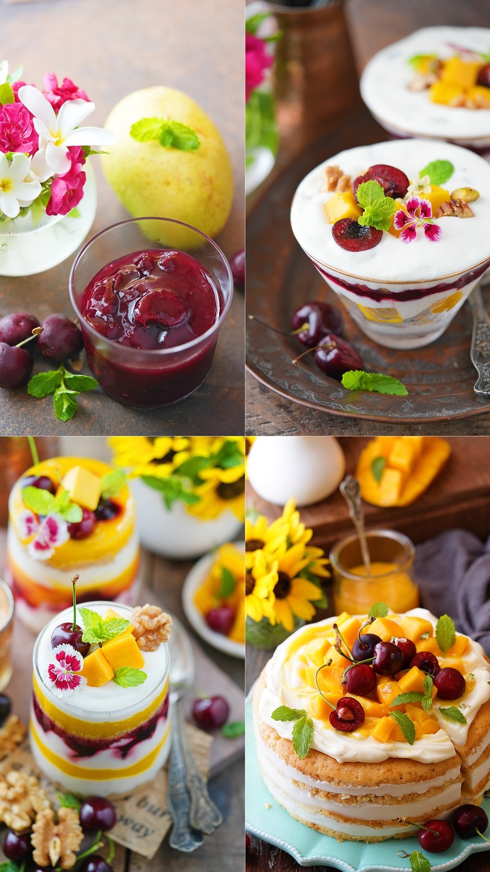 Eggless Mango Cherry Desserts