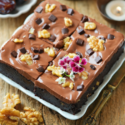 Fudgy Date & Nut Brownies - Vegan, No bake