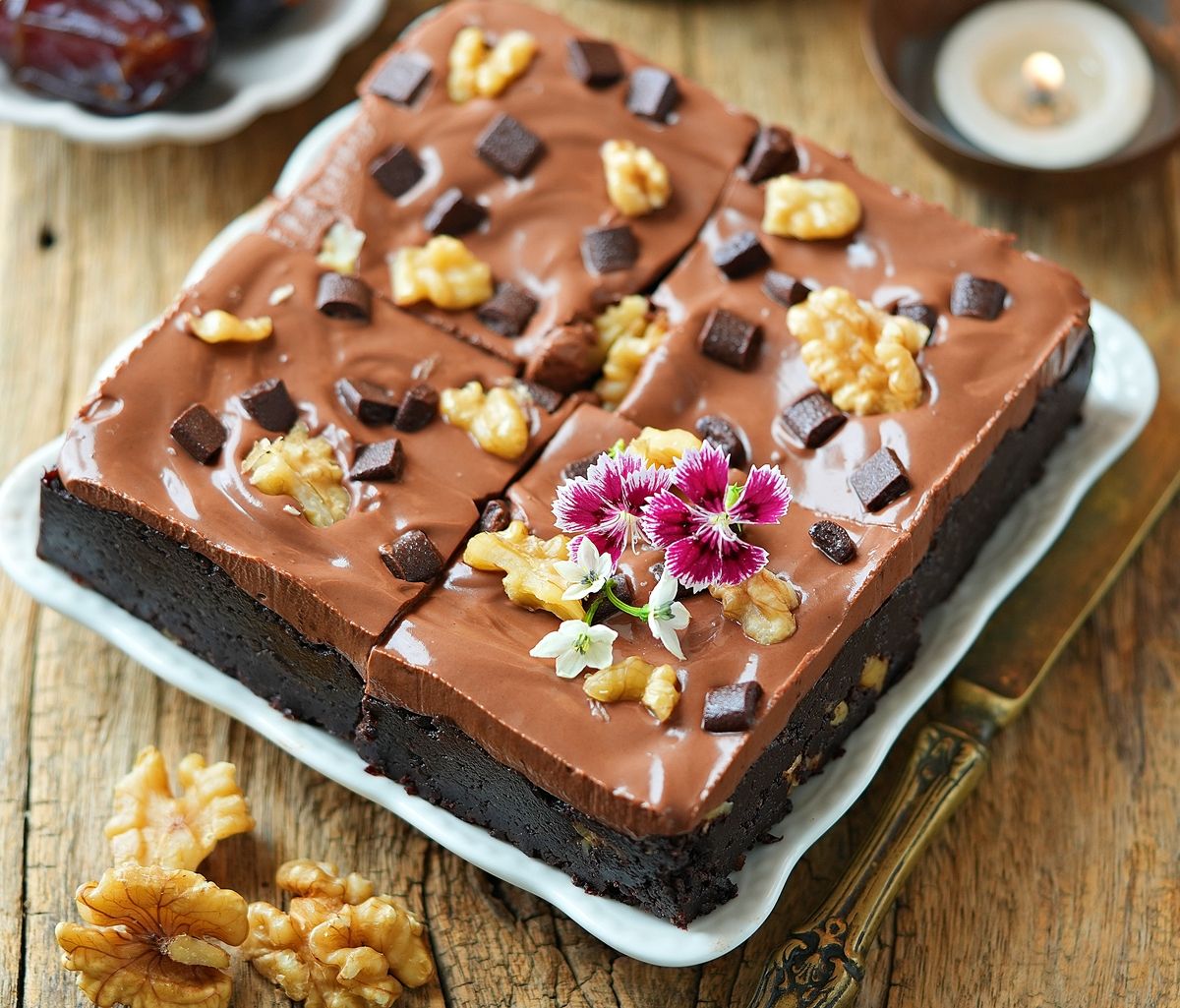 Fudgy Date & Nut Brownies: Naturally Sweet, Deeply Chocolaty, Very Moist & No Bake