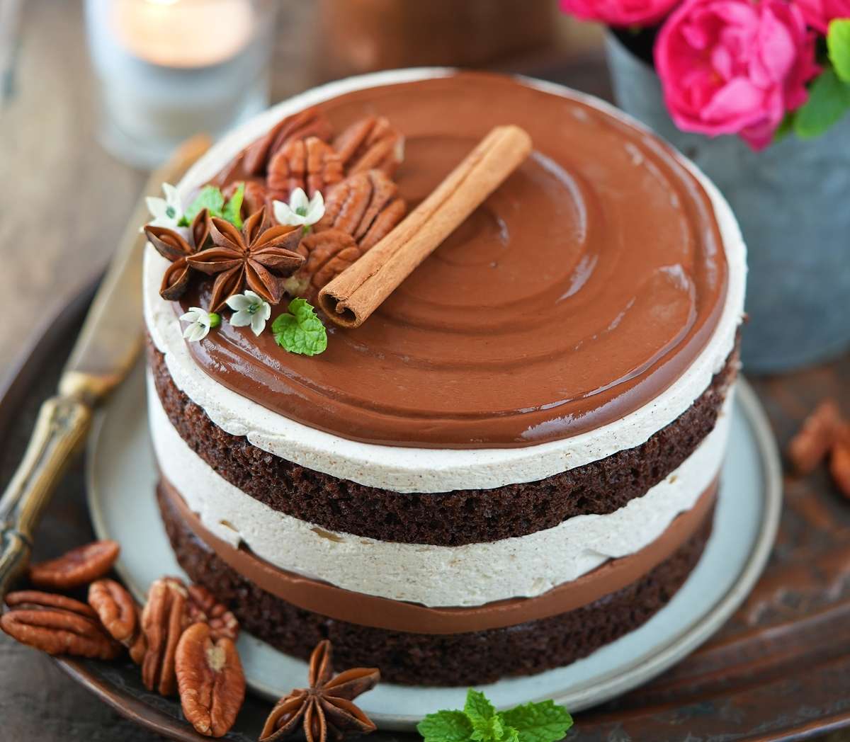 Eggless Chocolate Pumpkin Pie Spice Cake – perfect fall dessert